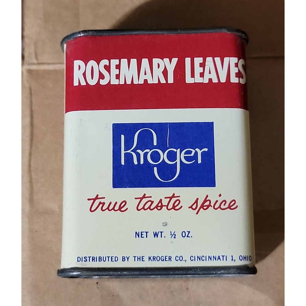 Vintage Kroger Rosemary Leaves Spice Tin Collectible Kitchen Decor
